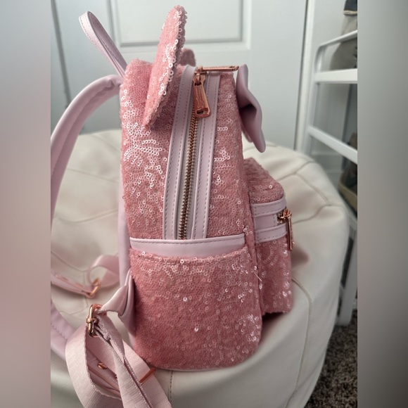 Loungefly Disney Minnie Mouse Cotton Candy Sequin Backpack NWOT - Picture 2 of 9